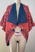 Virgie Zero-Waste Reversible Cocoon Jacket, Salmon-Navy