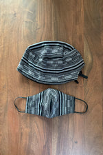 Yakan Handwoven Scrub Cap & Mask Set, 008 Black/White
