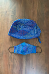 Yakan Handwoven Scrub Cap & Mask Set, 033 Blue/Multi