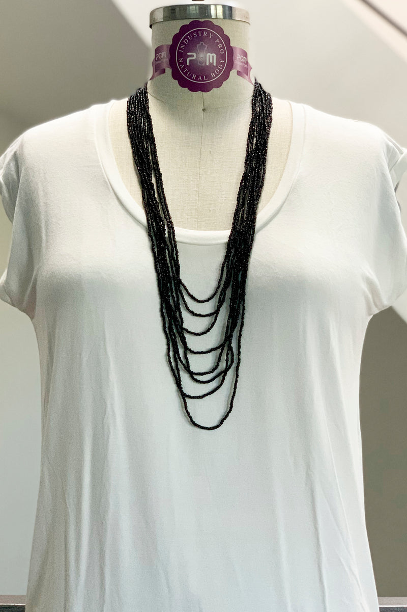 Yegas III Tribal Beaded Necklace, Black