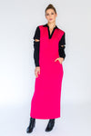 Madicass Upcycled Colorblock Maxi Shirtdress, Magenta/Black