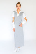 Madicass Upcycled Colorblock Maxi Shirtdress, H. Grey/Ivory