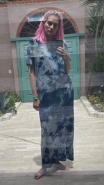 MADI-ECOD KINdom x THAMOG Upcycled Eco Ice Dye Column Dress, Indigo