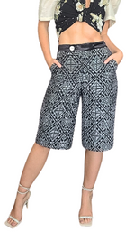 Erika Maxi Shorts, Indigenous Handwoven Geo, Blk/Wht