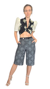 Erika Maxi Shorts, Indigenous Handwoven Geo, Blk/Wht